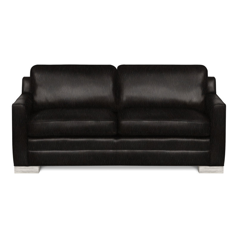 Canapé American Bungalow 81 "Summerton, Casablanca, Cuir véritable encre Ziggy