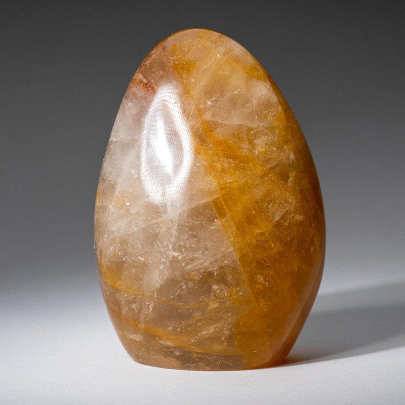 Genuine Polished Lemon Quartz (Small) Freeform from Madagascar, 4.5" H x 3" W x 1.5" D, Yellow/Citrine