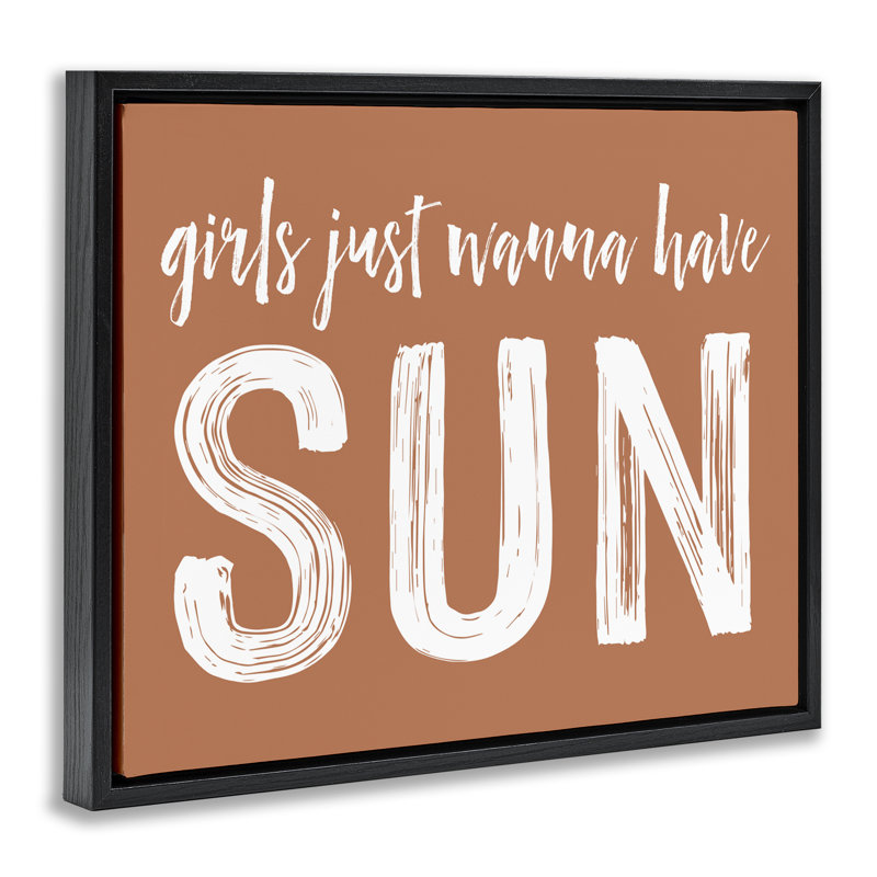 Filles qui veulent avoir un cadre flottant brun soleil, design avec lettres et doublure, H 25 po x l 31 po