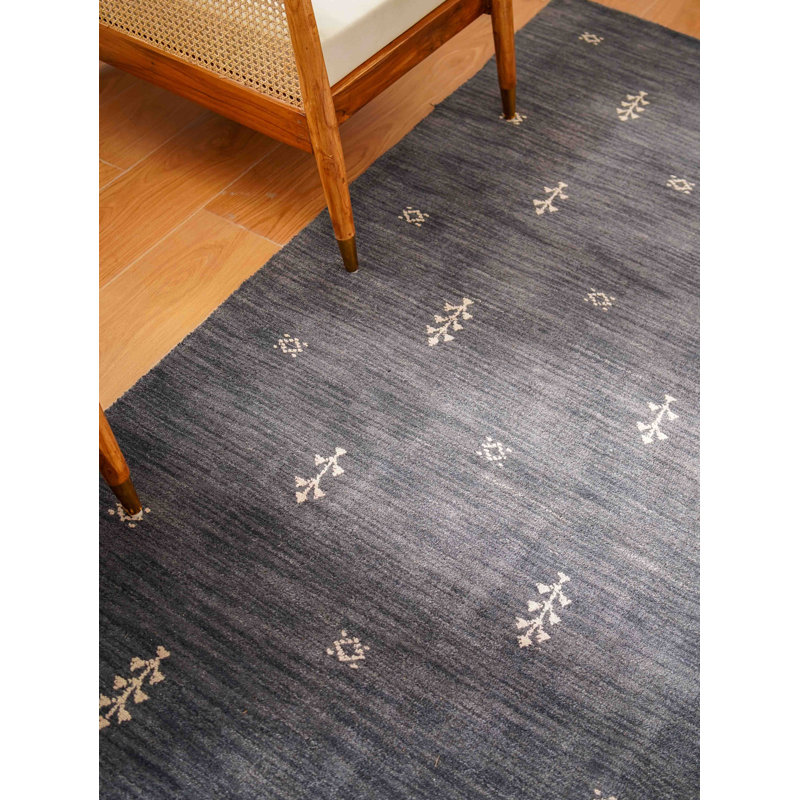 Anley Hand Knotted Loom Wool Eco-Friendly Area Rugs - Rectangle, Charcoal White Color, Contemporary Modern Design, High Pile Thick Handmade Anti Skid Area Rugs for Living Room, Bed Room
