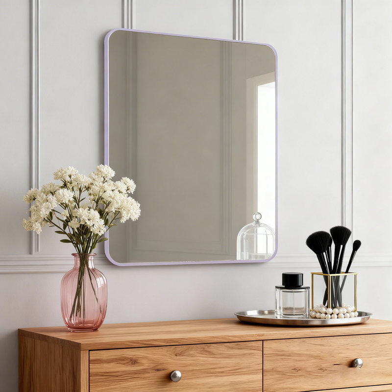 Metal Square Wall Mirror, Silver