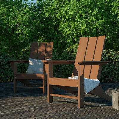 Ensemble de 2 chaises d'extérieur pliables en PEHD brun Adirondack
