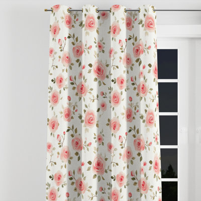 Floral Window curtains - French Country Bomer Grommet Curtain - 1 Panel