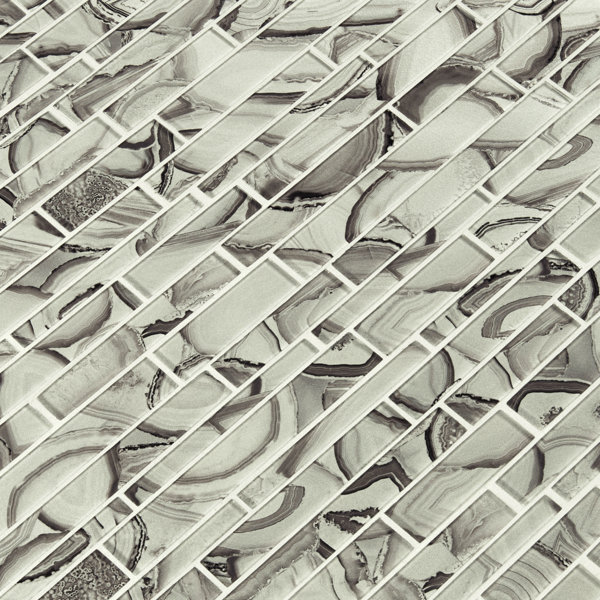 Lustre Novata Interlocking 12 in. x 12 in. Glossy Glass Mosaic Wall Tile