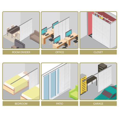 5-Panel Single Rail Blackout Panel Track Extendable 58"-110"W x 94"H, Panel width 23.5"