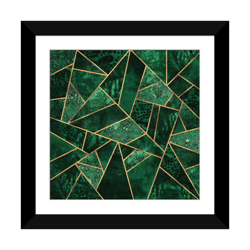 Deep Emerald - Impression sur toile, Blanc, Papier d'art encadré noir, H 16 po x l 16 po x P 1 po