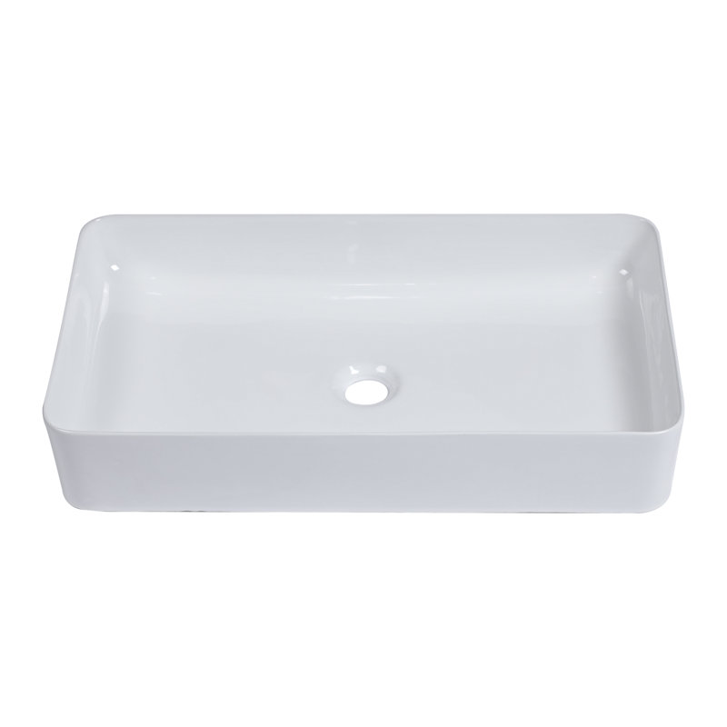 Lavabo vasque de salle de bain rectangulaire en céramique blanche 24 po x l 14 po L 24 po x l 14 po