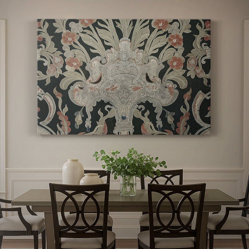 Soie tissée / détail de tissu damassé-William Morris-Toile tendue avec châssis-c. Fin du 19e siècle, 32 x 48