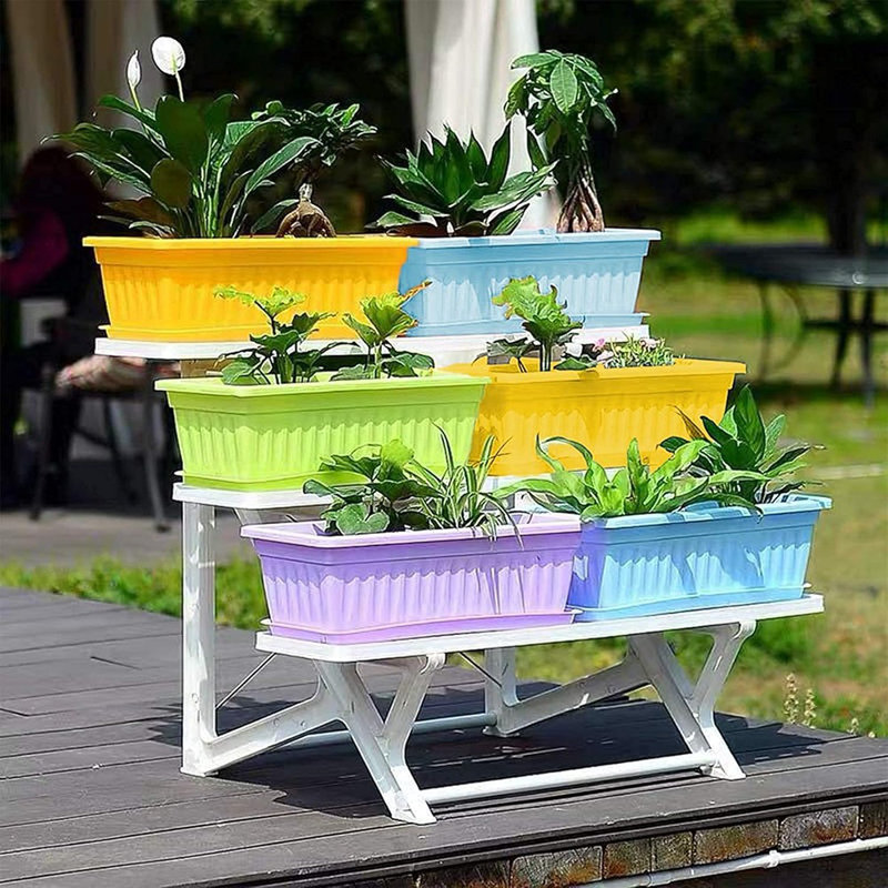 Ensemble de 4 pots de fleurs rectangulaires pour boîte de fleurs de 17 pouces avec plateau