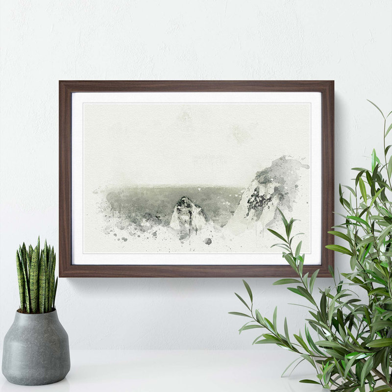 Coastline in Zante Greece in Abstract - Picture Frame Graphic Art Print, Walnut Framed, 36cm H x 48cm W x 2cm D