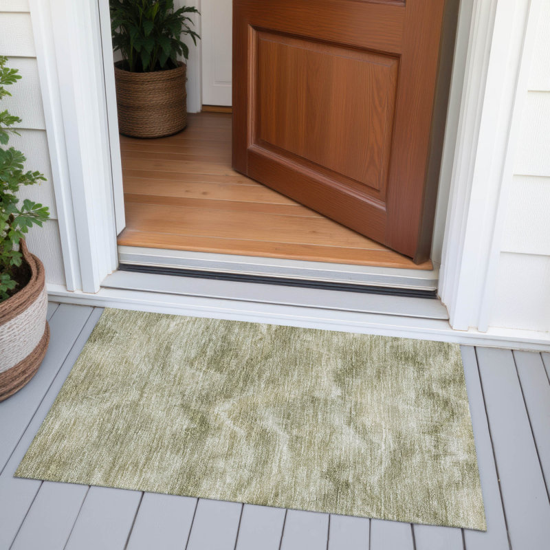 Tapis de sauge Xhevrie intérieur / extérieur lavable à la machine, Rectangle 1 pi 8 po x 2 pi 6 po