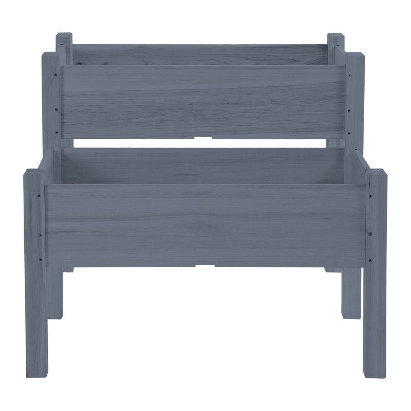 34"X34"X28" Raised Garden Bed 2-Tier Wooden Planter Box For Backyard, Patio To Grow Vegetables, Herbs And Flowers, Gray, Gray