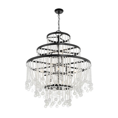  Lustre 15 lumières Luna en noir mat Luna