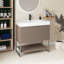 30 po X P 20 po P x 33 po Meuble-lavabo autoportant simple H en chêne brun avec plateau en acrylique blanc