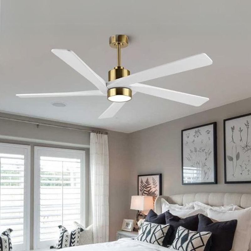 Sheran 72'' Ceiling Fan with LED Lights, Gold with White Blades