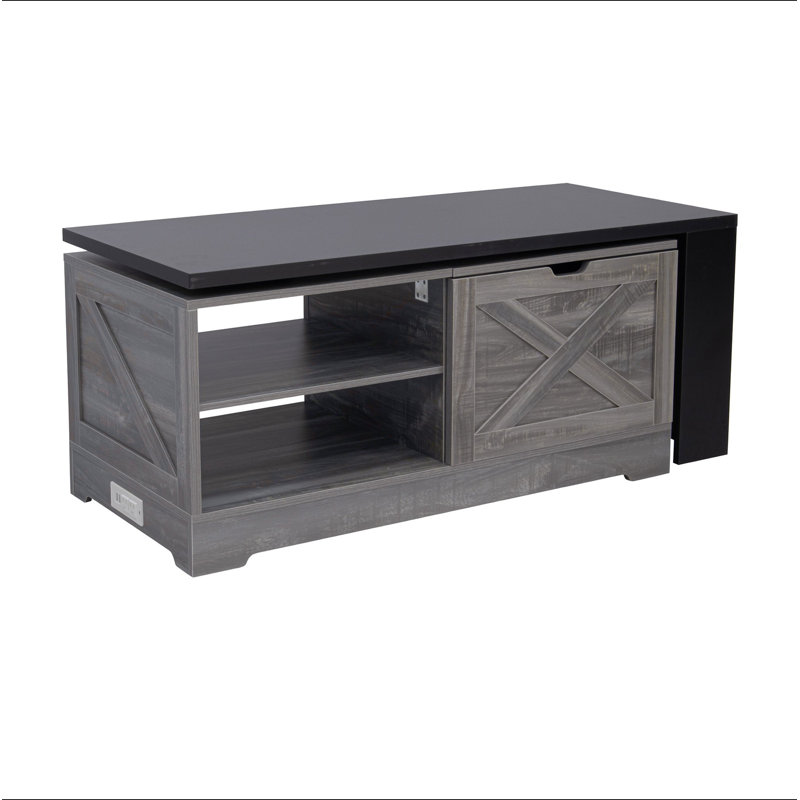 Table basse à plateau relevable avec portes de grange Farmhouse