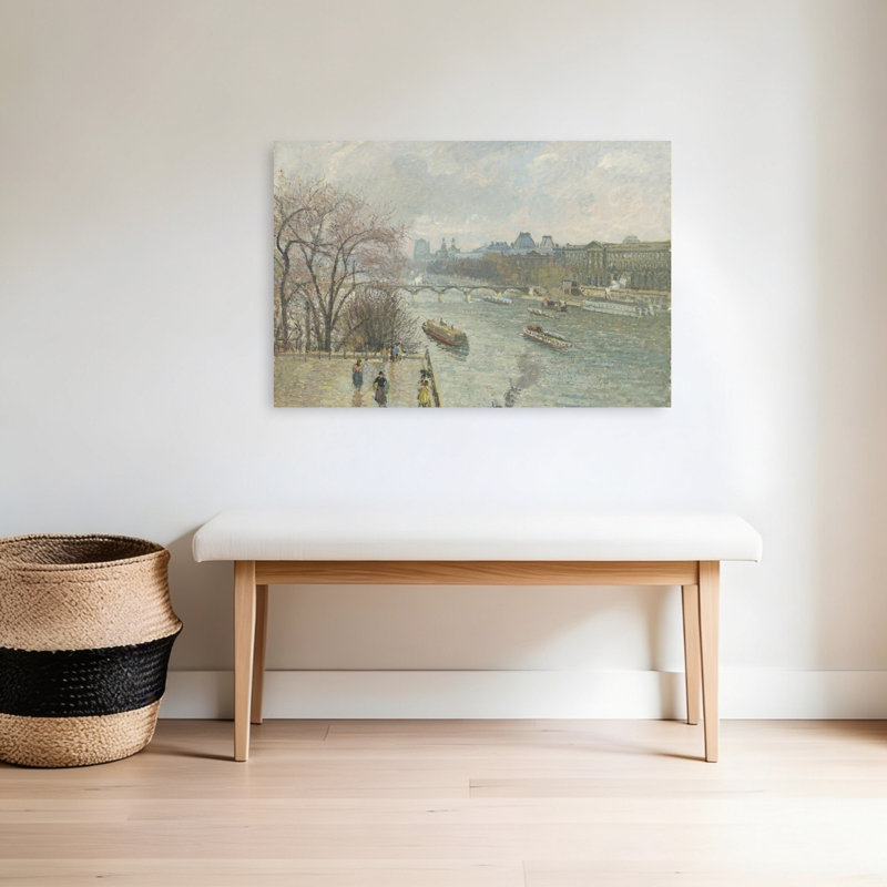 The Louvre, Afternoon, Rainy Weather, 1900 Impressionist Contemporary City Wall Art Print, 60.96cm H x 91.44cm W