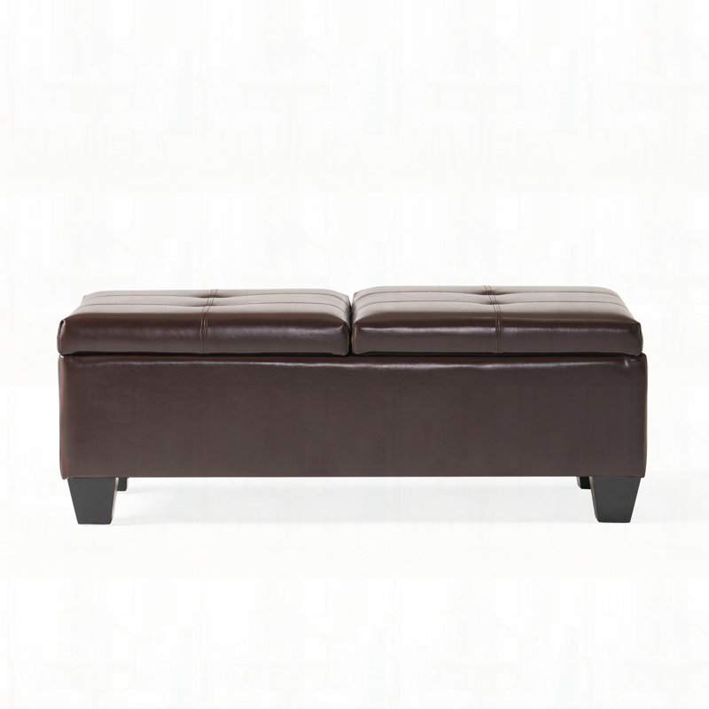 Banc de rangement avec repose-pieds en similicuir, Chocolate