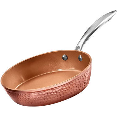 Crystalia Authentic Hammered Copper Pan, Traditional Handmade Copper  Skillets for Cooking, Copper Egg Fry Omelet Pan with Ergonomic Metallic  Handles