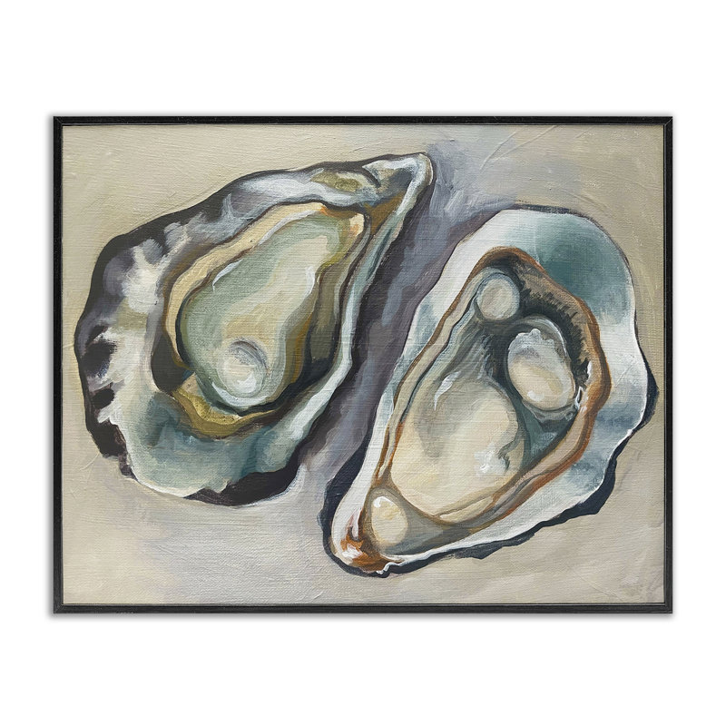  «Two Oysters Traditional», estampe numérique encadrée par Daphne Polselli, H 11 po x l 14 po, Giclée encadrée noir minuit