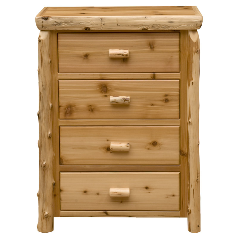 Fireside Lodge Cedar Log Four Drawer Chest - Natural - Premium Line, Traditional