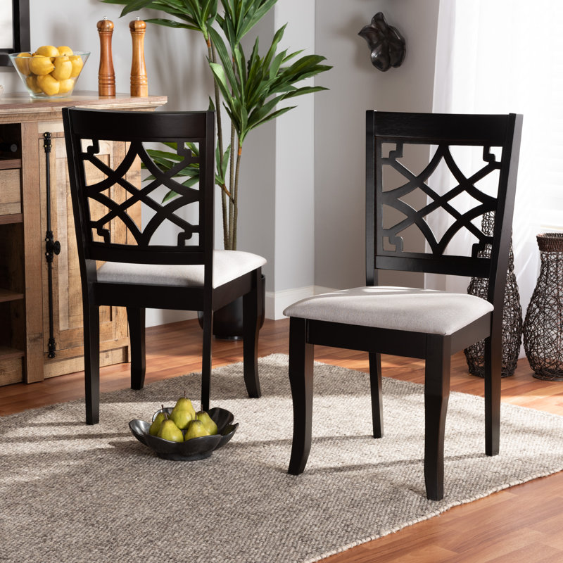 17.9'' H Upholstered Oak Side Chair, Gray