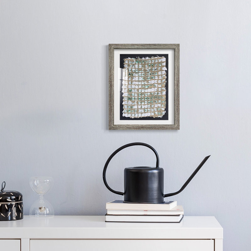 Printed Mercurial III - Matted and Framed Under Acrylic Glass, Large Living Room Wall Art, 25.5" H x 17.5" W, Distressed