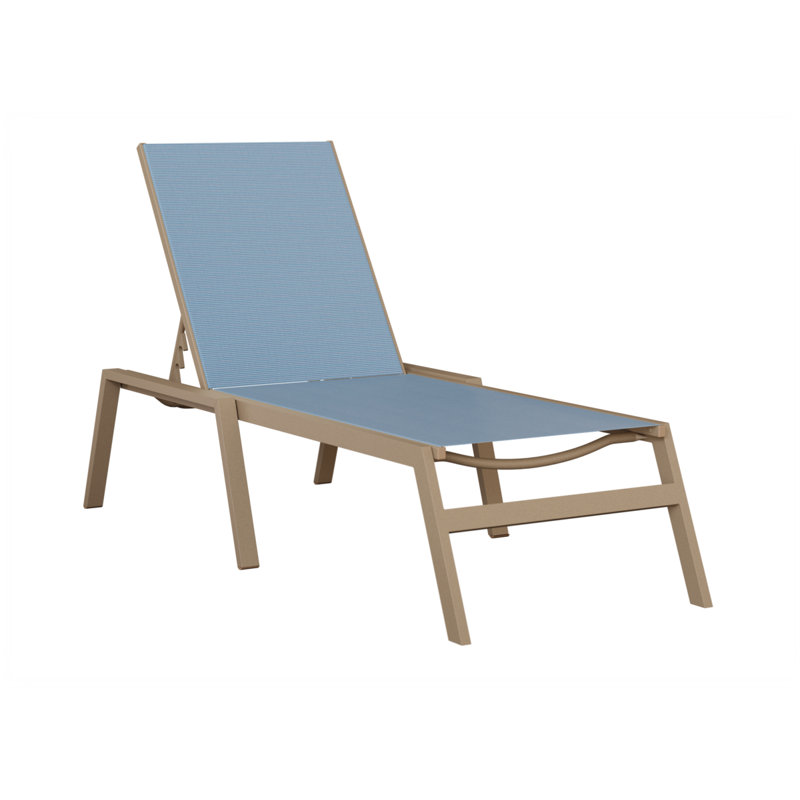 Berlin Gardens Vida Chaise Armless Lounge, Oak Wood Vein, Blue