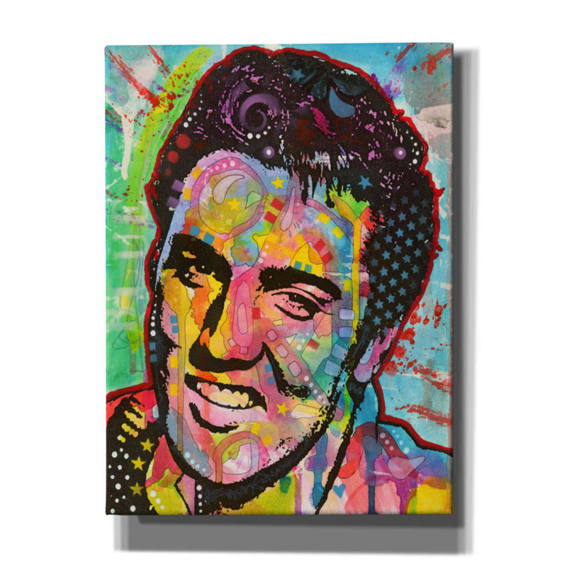 «Elvis» par Dean Russo, estampe numérique sur toile, H 54 po x l 40 po x P 1,5 po