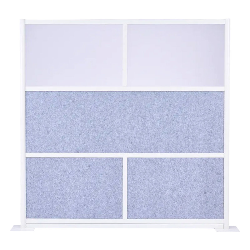 Cloison de séparation de bureau, cloison modulaire 70 po x 70 po, cloison de poste de travail en PET avec fenêtres givrées, panneau d'intimité autoportant pour bibliothèque de bureau