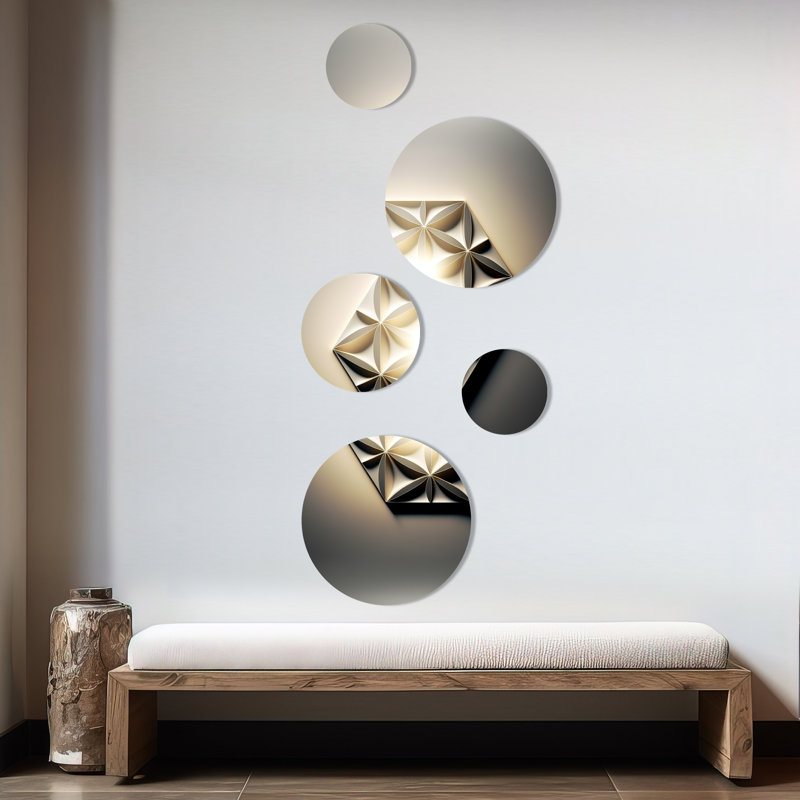 Ensemble de 5 décorations murales monochrome géométrie sacrée III