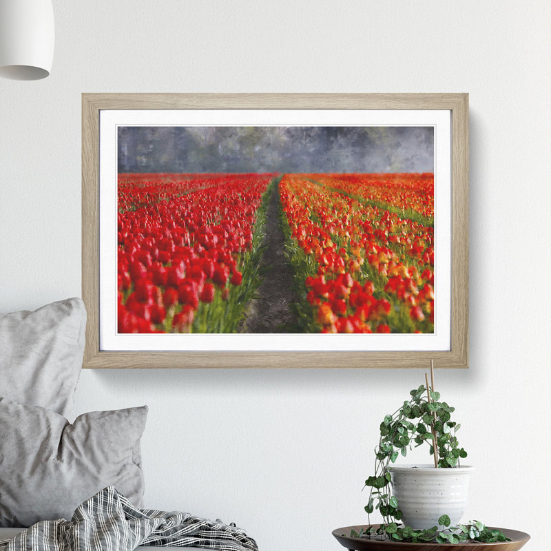 Field of Tulips - Framed Print, 36cm H x 48cm W x 2cm D, Oak Framed