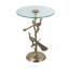 Table d'appoint 17,7 x 17,7 x 24 po paon doré avec plateau rond en verre