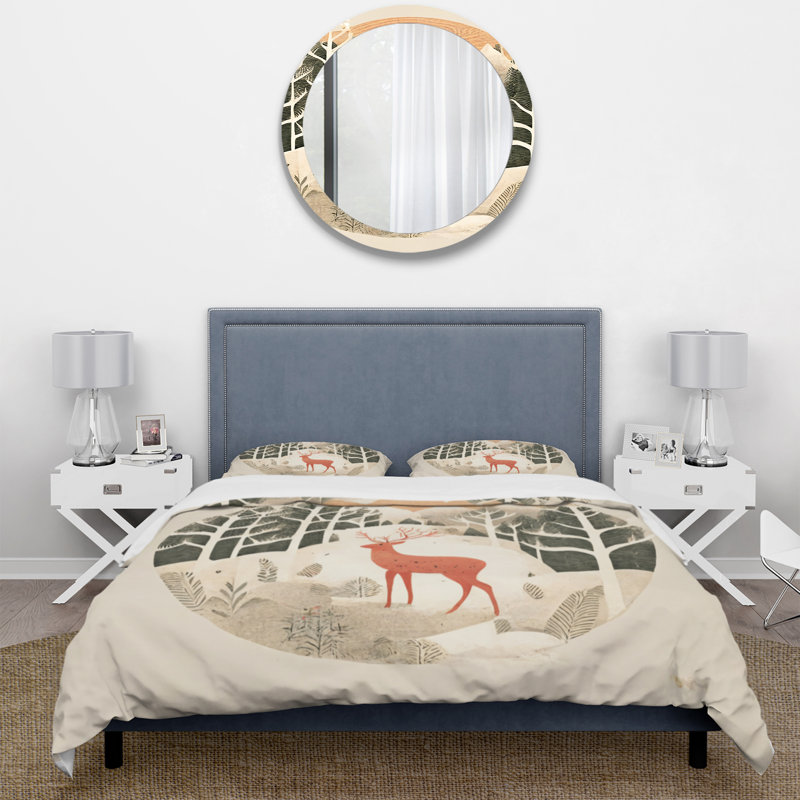Ensemble de housse de couette Majestic Deer In The Winter Woods I Bedding, Housse de couette simple + 1 taie décorative stan