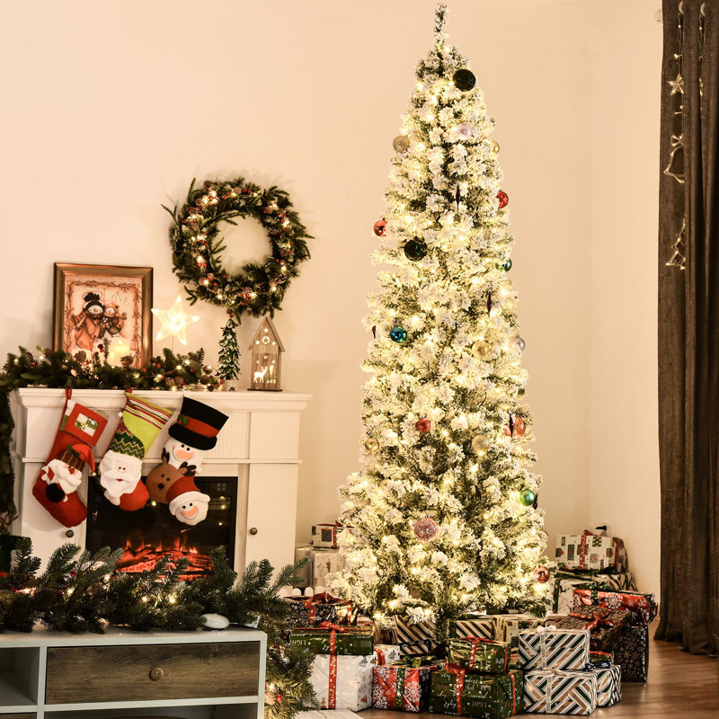 Arbre de Noël de 7,5 pi avec 350 lumières à structure de branches réalistes et pliables pour un rangement facile