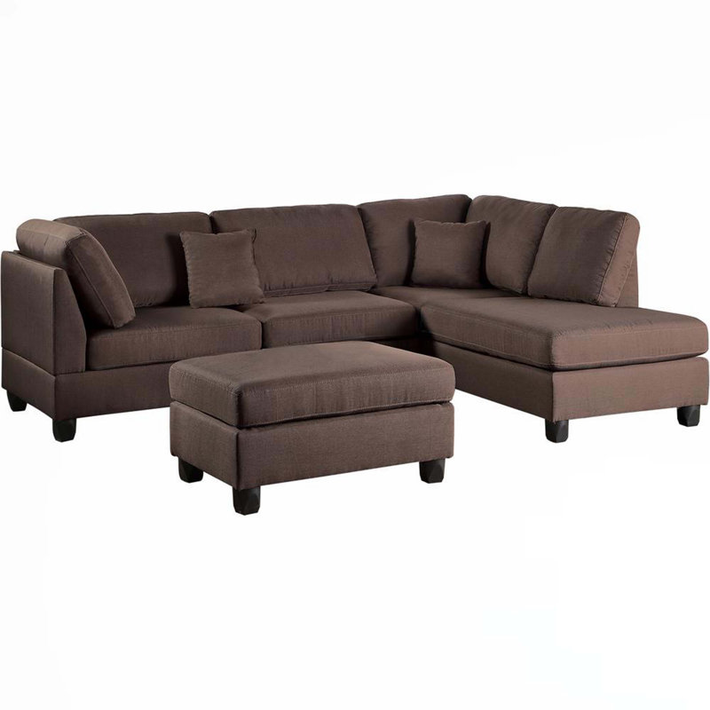 Coin réversible avec repose-pieds de 104 po de large Arkwright, Mélange de lin chocolat