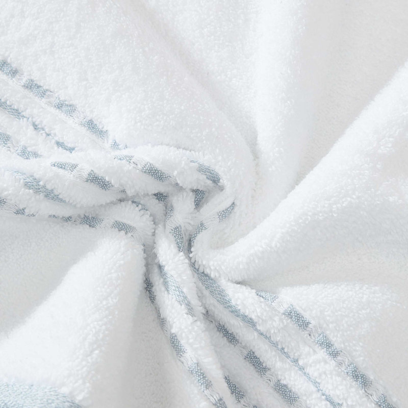 Cliff Side Cotton 3 Piece Towel Set, White/Blue