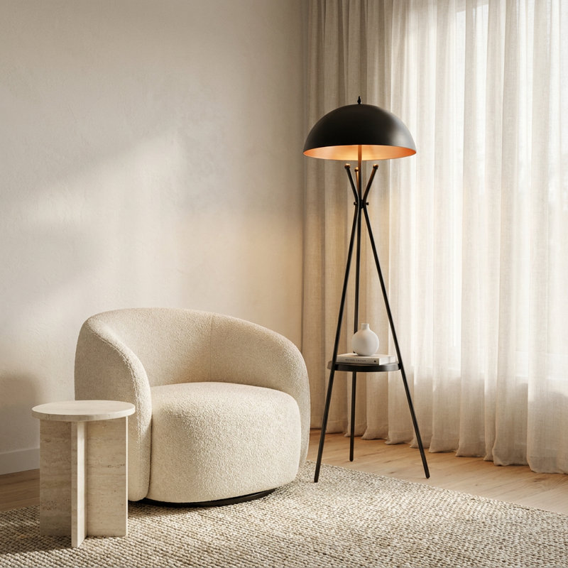 Lampe sur pied géométrique noire Valo