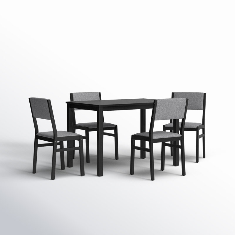 Ensemble de salle à manger en bois massif 5 pièces Bladyn, Noir