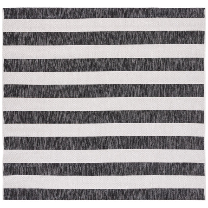 Areebah Performance Striped Indoor/Outdoor Area Rug, Square 6'7"