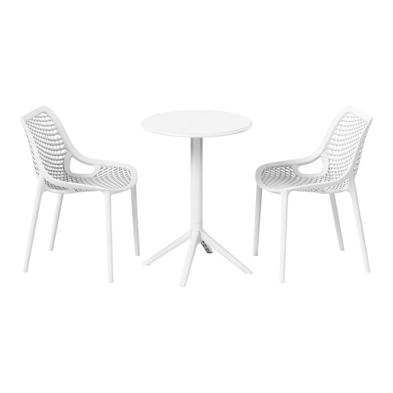 2-Person Outdoor Round Dining Set, White