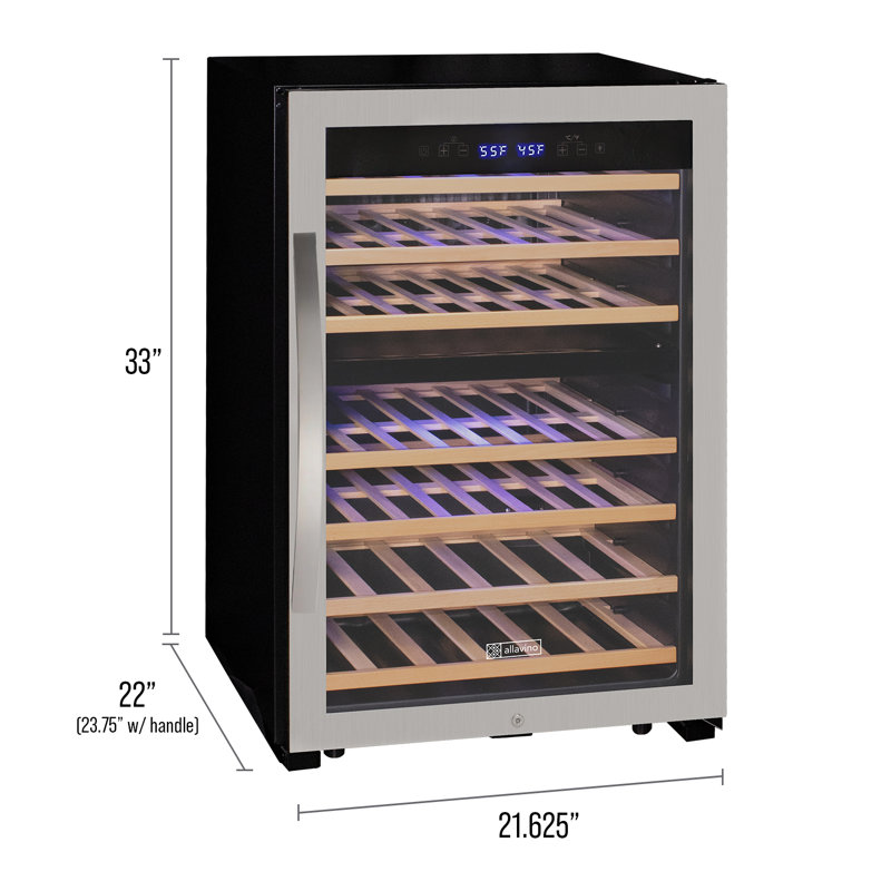 Stainless Steel Dual Zone Freestanding Wine Cooler with LED Lighting