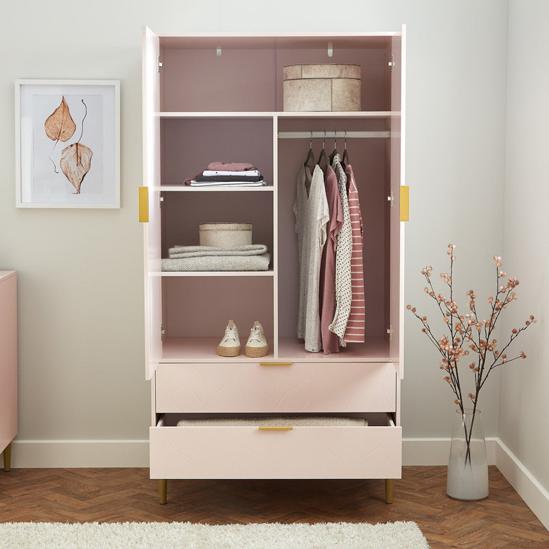 Adams 2 Door Manufactured Wood Wardrobe, Pink