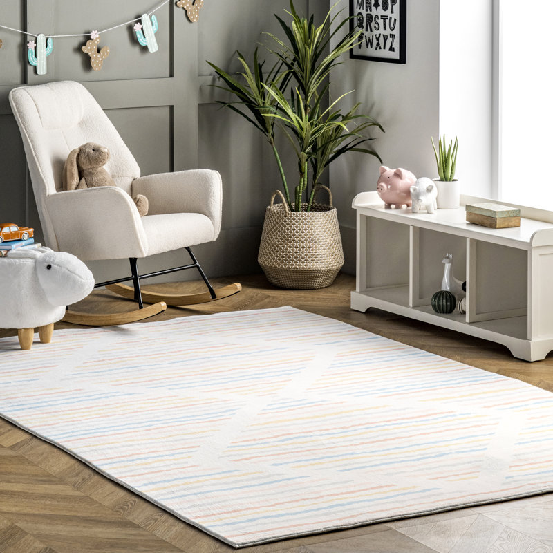 Tapis blanc / bleu Stukes, Rectangle 5 pi x 8 pi
