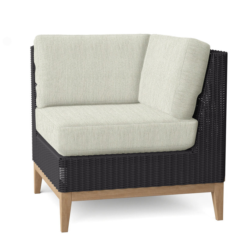 Frances Outdoor Corner Wedge Lounge Chair, Demo Putty, Frances Black