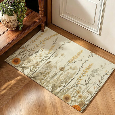 Tapis d'appoint floral neutre à hautes herbes, 119 x 79 cm, pour chambre à coucher