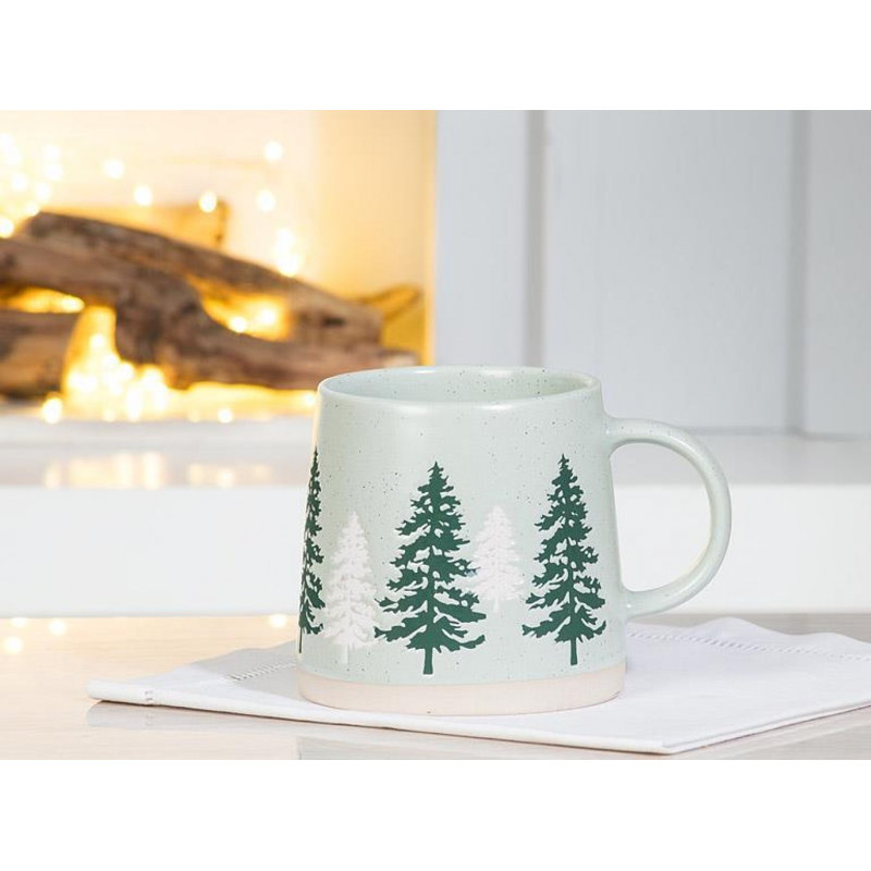 Wide Base Mug With Pine Trees