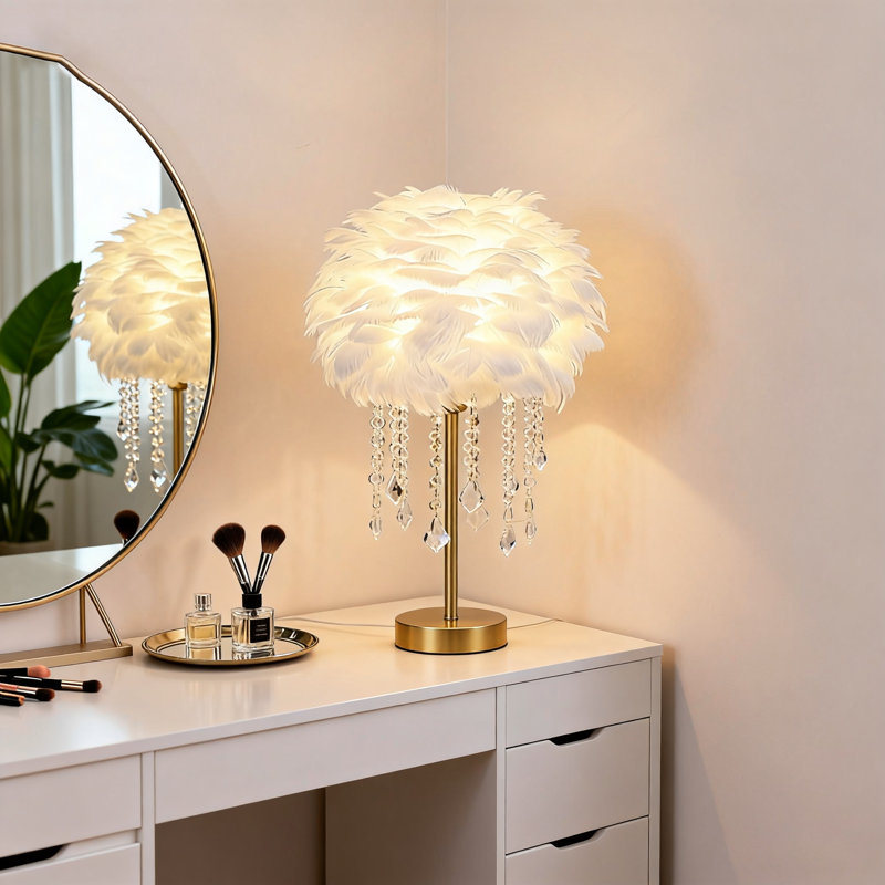Lampe de table en cristal 17 po H, Blanc