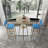 Bar Table And Chairs Three Piece Set, Gold Frame, Bar Table With Storage Function-686765966
