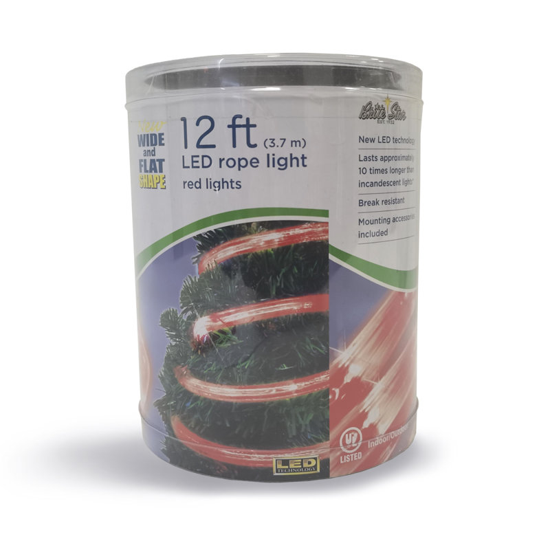 12 Ft Flat LED Rope Light, Red